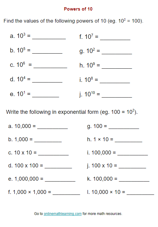 Chart illustrating the concept of Growing by Powers of Ten for fifth-grade math students
