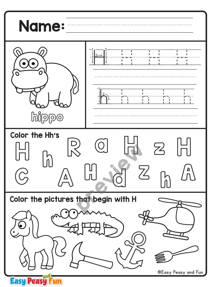 Engaging H Is For... worksheet designed for Pre-K children to learn and practice letter sounds Worksheet featuring letter H activities for preschoolers to enhance phonics skills through coloring