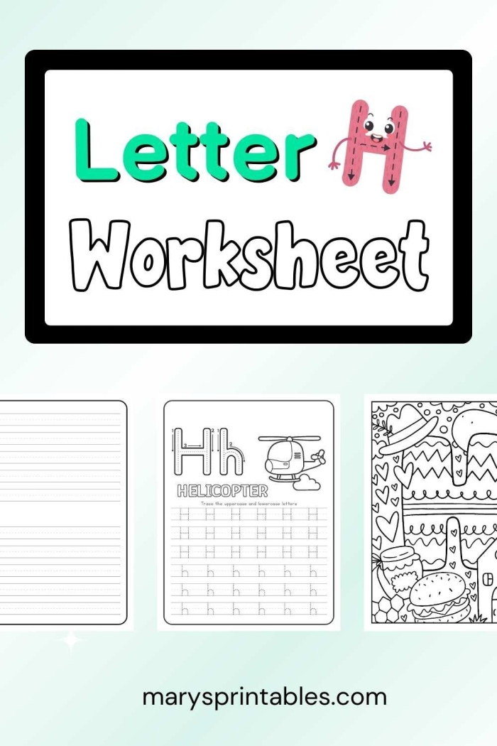 Engaging alphabet learning activity for young children focusing on the letter H Colorful H Is For... worksheet designed for preschool phonics practice