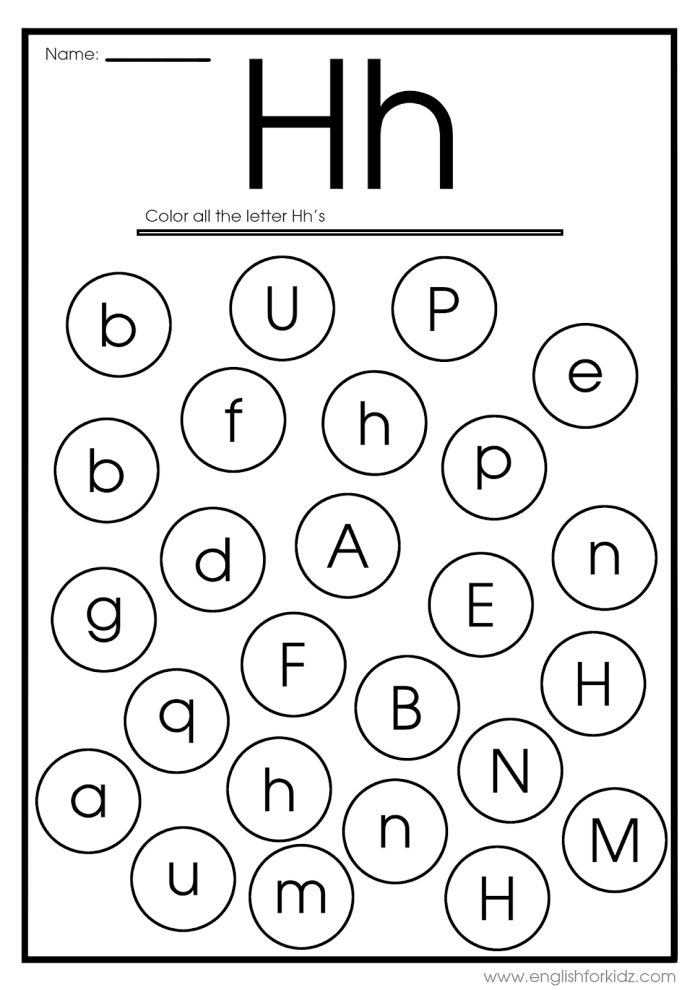 Engaging phonics activity for teaching letter H sounds to young learners Colorful H Is For... worksheet designed for preschool phonics learning