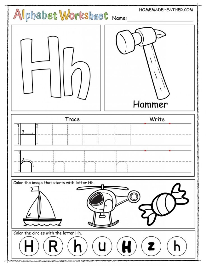 Engaging H Is For... worksheet to enhance early literacy skills in young learners Worksheet featuring the letter H for preschool phonics practice with fun coloring activities