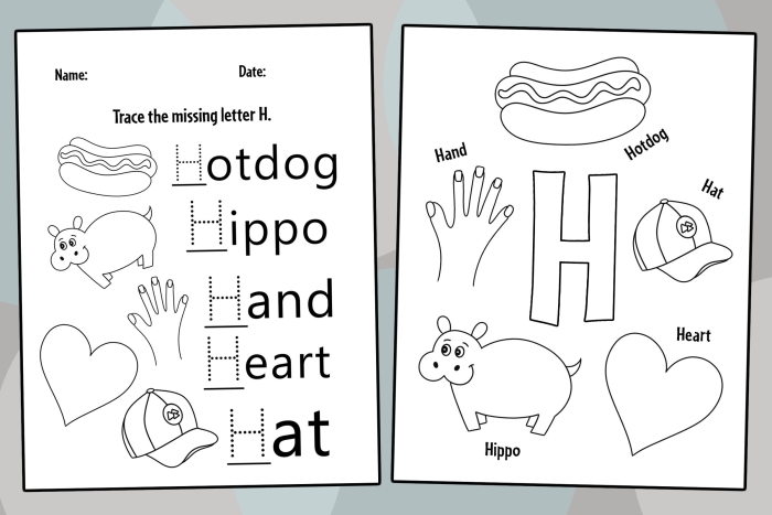 Engaging worksheet for learning letter H sounds and coloring fun Colorful H Is For... worksheet designed for preschool phonics practice