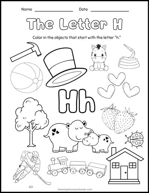 Engaging worksheet for teaching the letter H to young learners Colorful "H Is For..." worksheet designed for preschool phonics fun