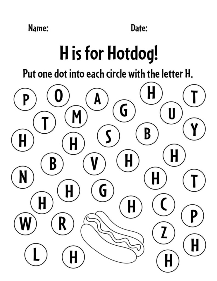Engaging alphabet activity for young learners focusing on the letter H Colorful H Is For... worksheet designed for preschool phonics practice