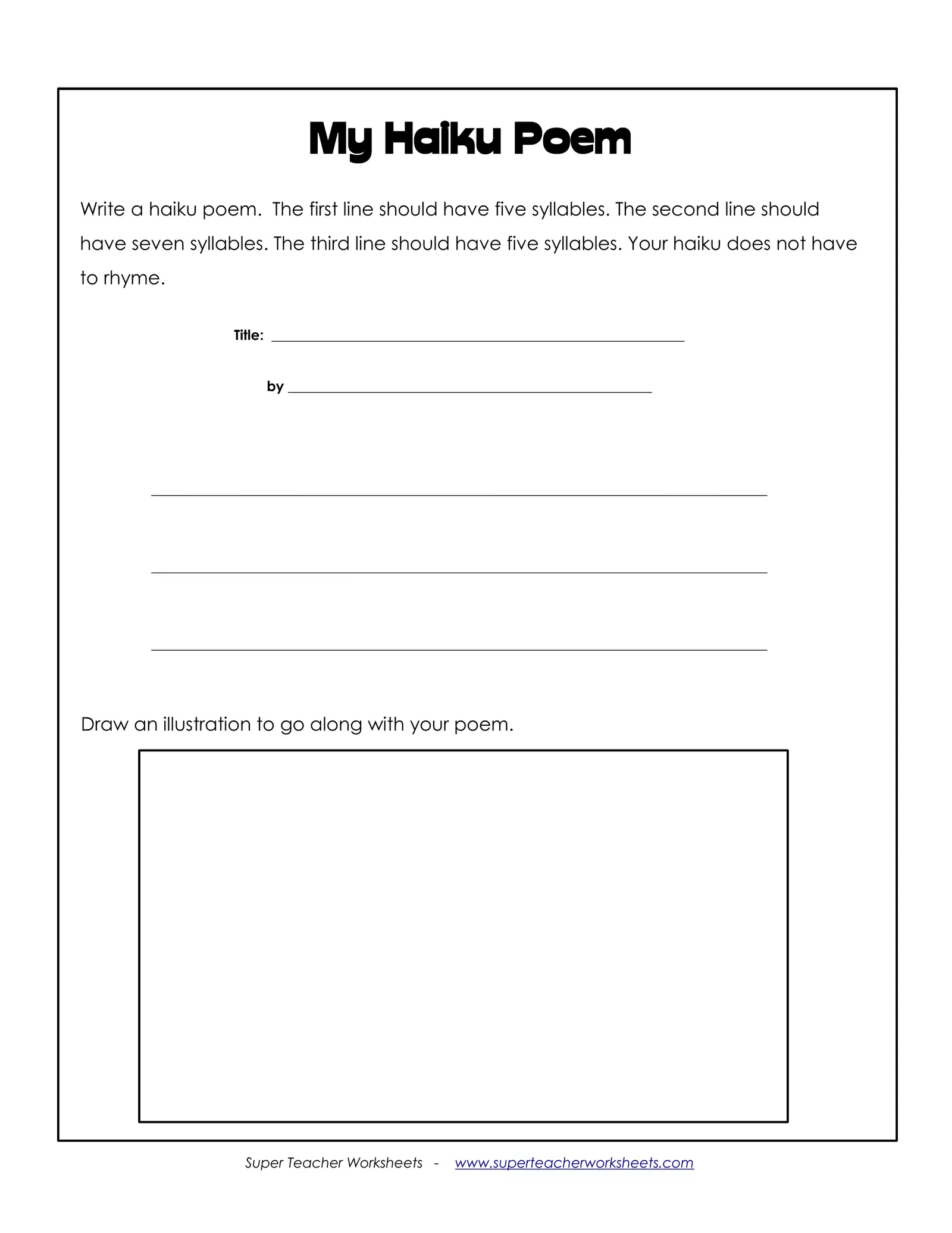 Compose a Haiku worksheet for young poets in history class, image 3 Second grade student writing a haiku on a colorful worksheet about history