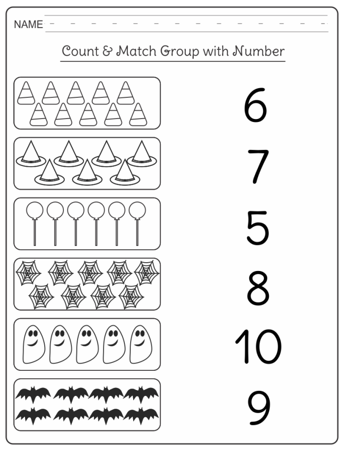 Halloween color-by-number worksheet featuring a concealed spooky image for kids to color. Discover the hidden picture by coloring according to the numbers provided.