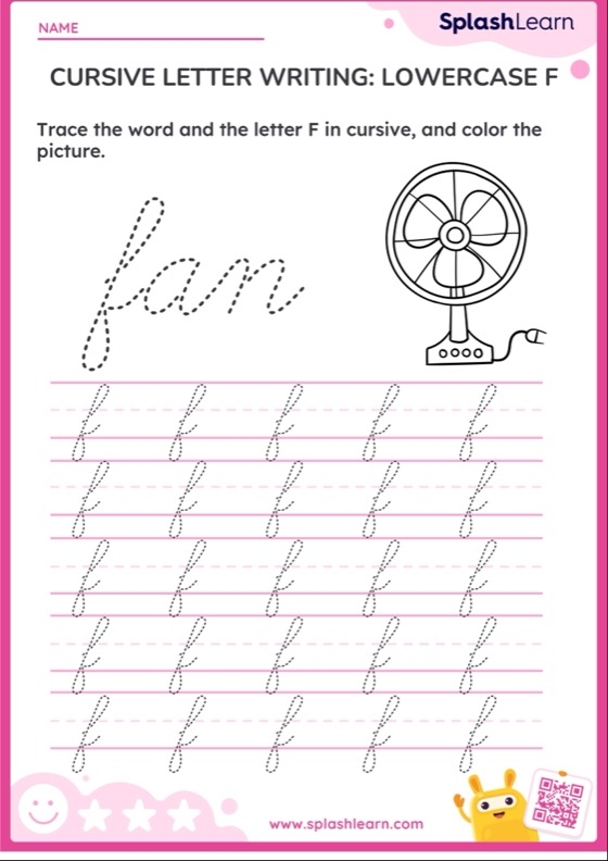 Practice writing the cursive letter F with this helpful worksheet 11 Third grade cursive F worksheet for practicing handwriting skills