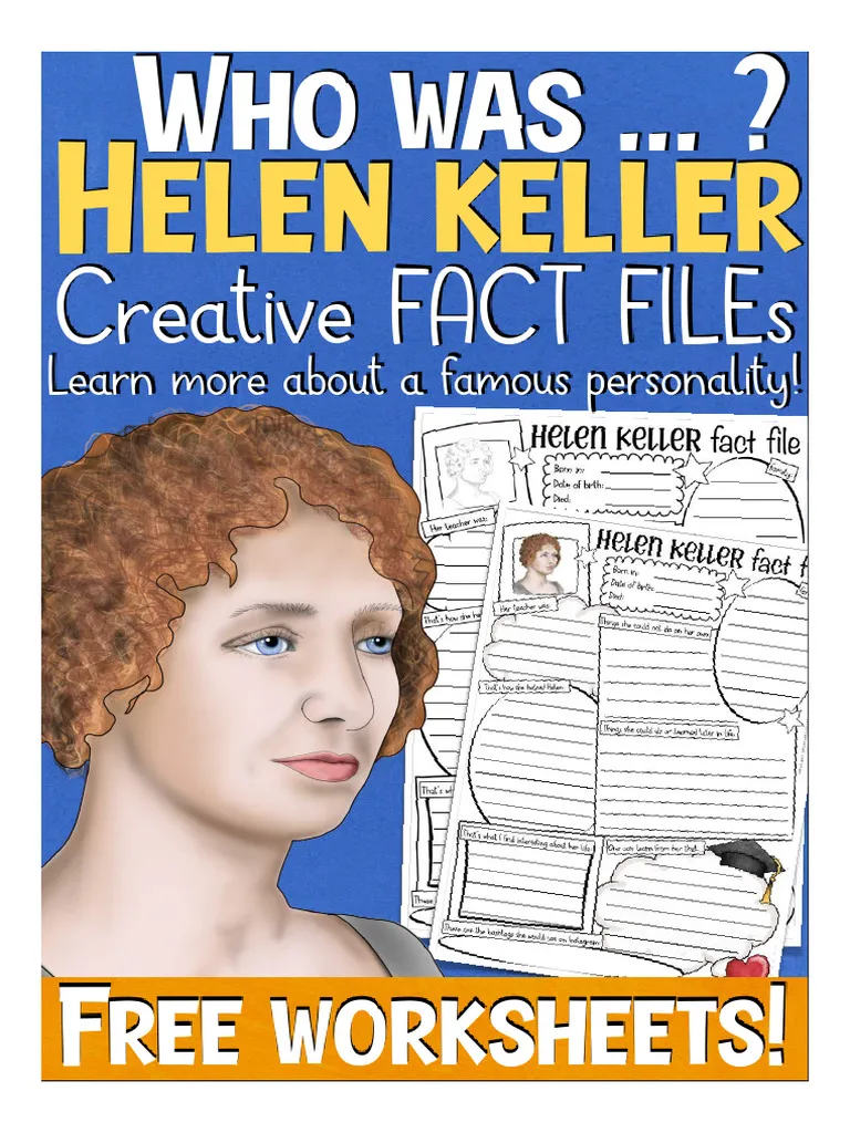 Third grade worksheet focusing on important supporting details about Helen Keller