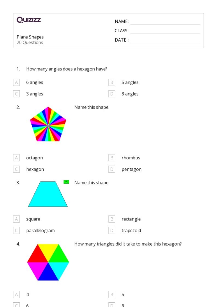 It's a Maze of Hexagons! Worksheet for Fourth Grade Writing Practice Worksheet featuring a maze of hexagons for students to identify prime and polygon types