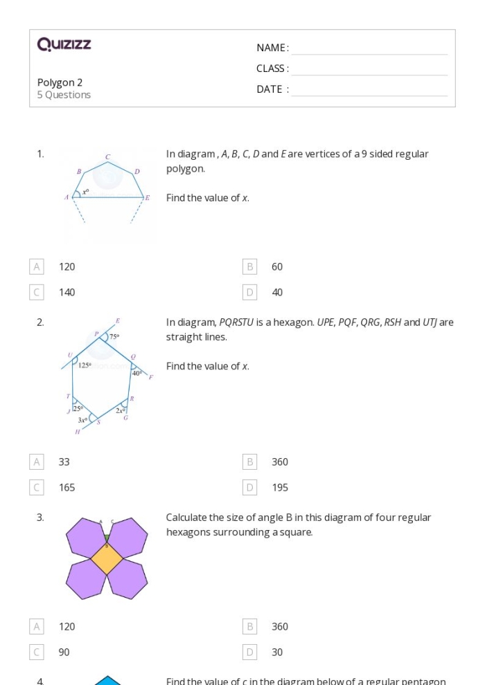 It's a Maze of Hexagons! Worksheet for Fourth Graders Worksheet featuring a maze of hexagons for students to explore prime numbers and polygons