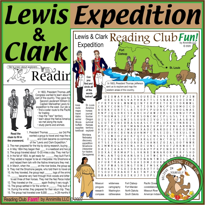 Worksheet image illustrating the challenges faced by Lewis and Clark during their expedition Historical Heroes worksheet focused on Lewis and Clark for fourth-grade handwriting practice