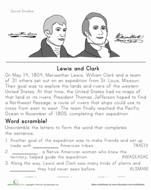 Engaging activity to explore the adventures of Lewis and Clark Historical Heroes: Lewis and Clark worksheet for fourth-grade handwriting practice