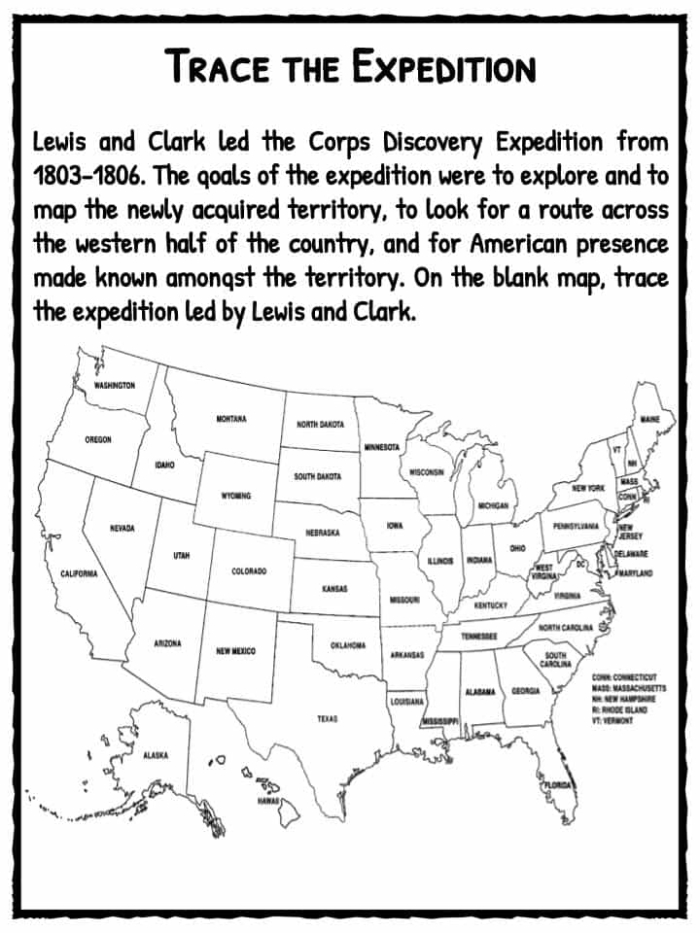 Image title showcasing the Historical Heroes: Lewis and Clark handwriting exercise for kids ALT text for a worksheet featuring Lewis and Clark adventures aimed at fourth graders