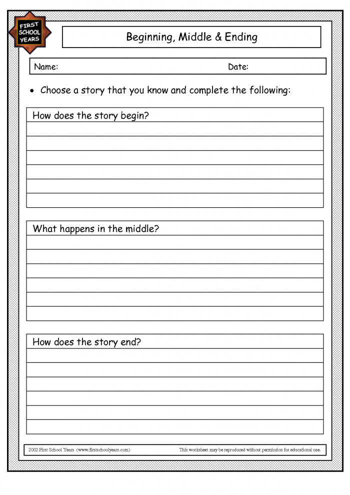 Geometry worksheet for First Grade Worksheet designed for first graders to enhance their reading comprehension by predicting story endings. How Does it End? worksheet for first grade geometry skills.