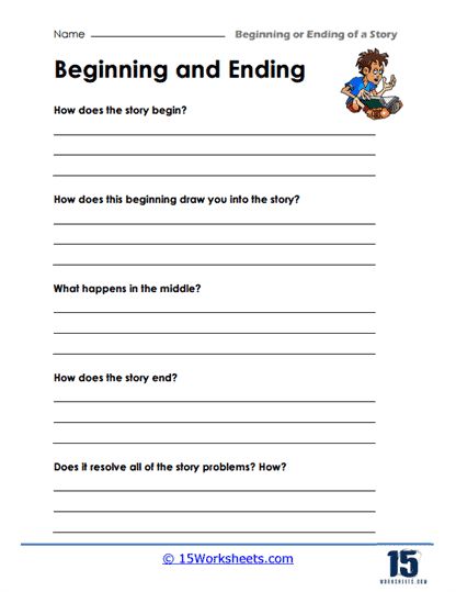 How Does it End? worksheet for first-grade geometry activities Worksheet for predicting story endings to enhance reading comprehension in first graders