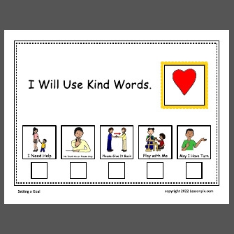 Visual guide for teaching kind words to young learners in a classroom setting Worksheet featuring the How to Use Kind Words activity for second graders