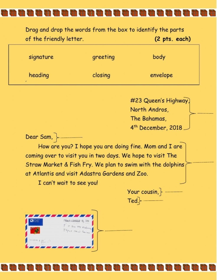 How to Write a Friendly Letter worksheet for Fourth Grade