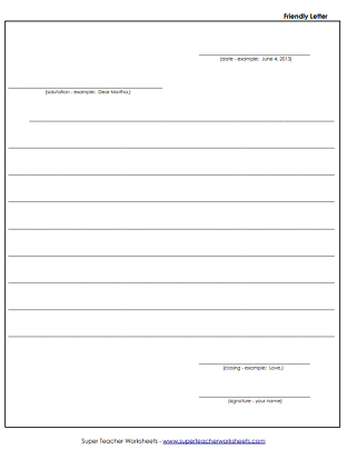 How to Write a Friendly Letter worksheet for Fourth Grade