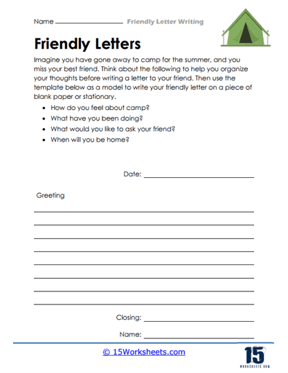 How to Write a Friendly Letter worksheet for Fourth Grade