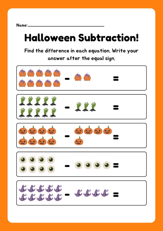 Colorful hula-themed worksheet for practicing subtraction of fractions for third graders