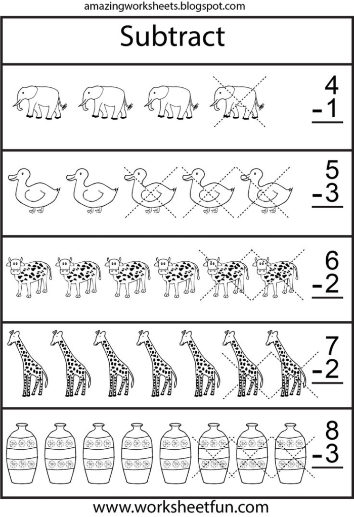 Colorful hula-themed worksheet for third graders focusing on subtracting fractions with like denominators