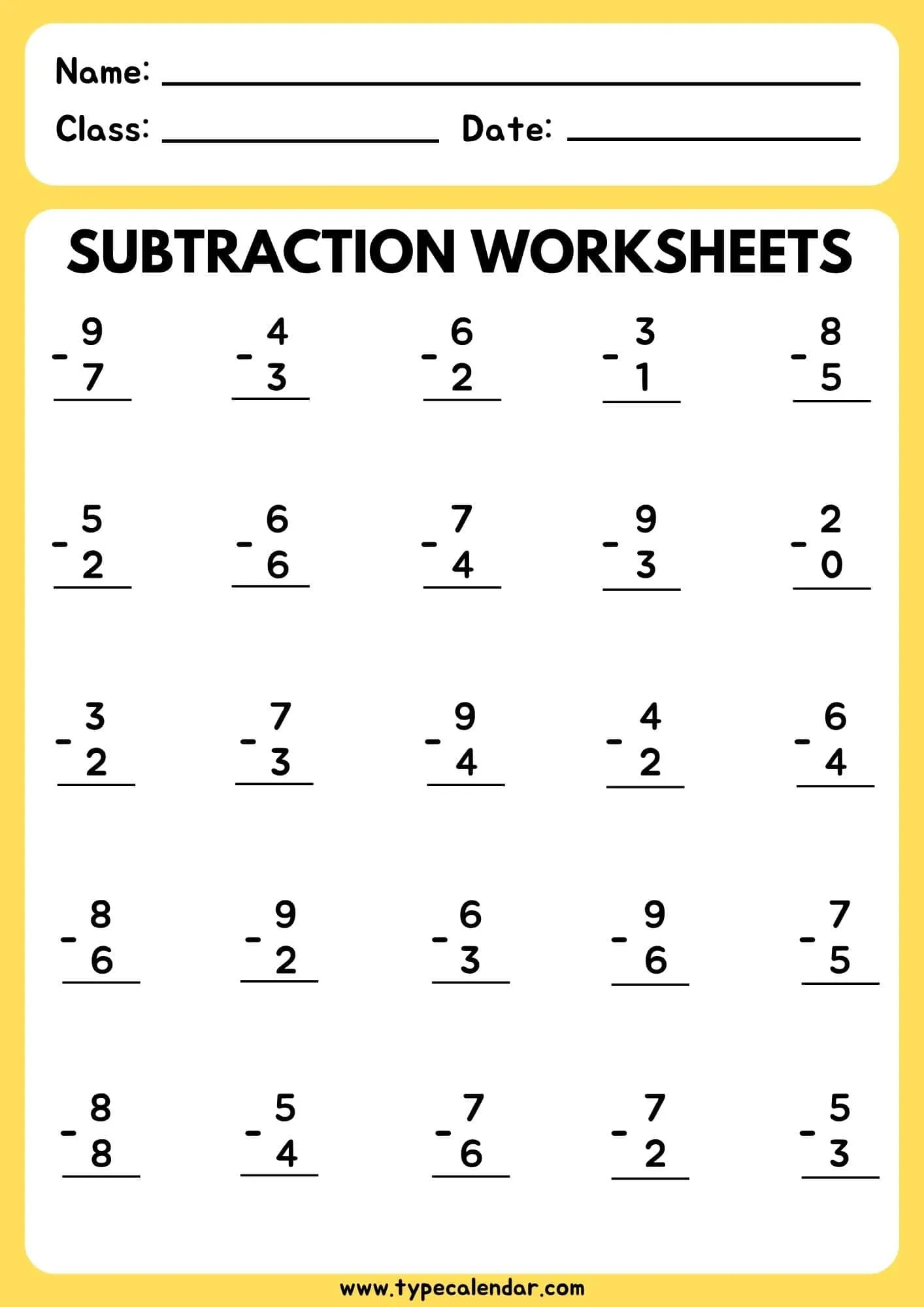 Colorful hula-themed worksheet featuring subtraction of fractions for third graders