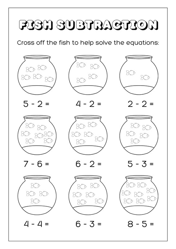Hula-themed worksheet for third graders focusing on subtracting fractions with the same denominator