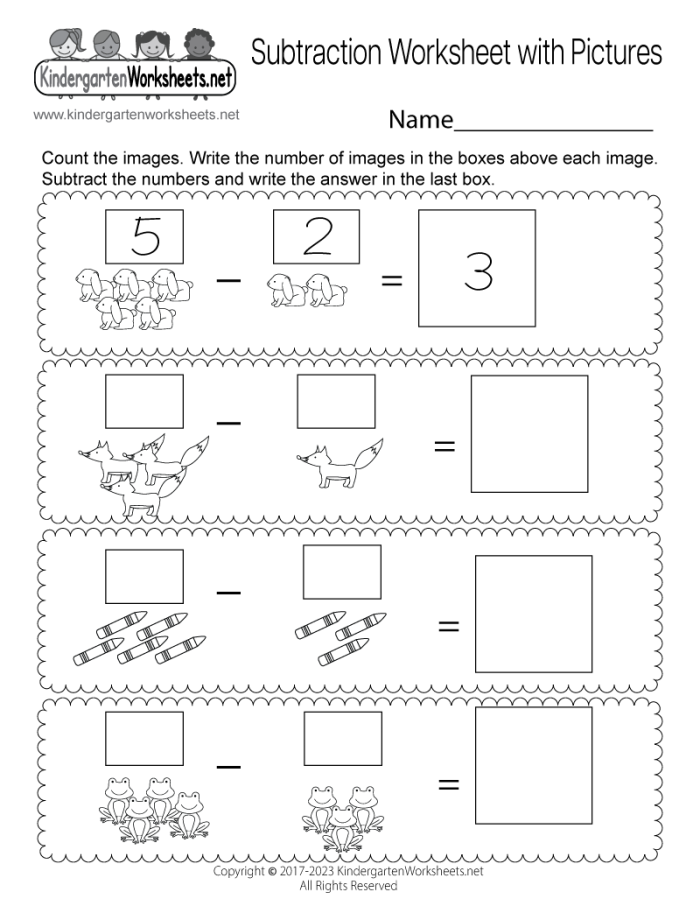 Colorful hula-themed worksheet for third graders practicing subtraction of fractions with like denominators