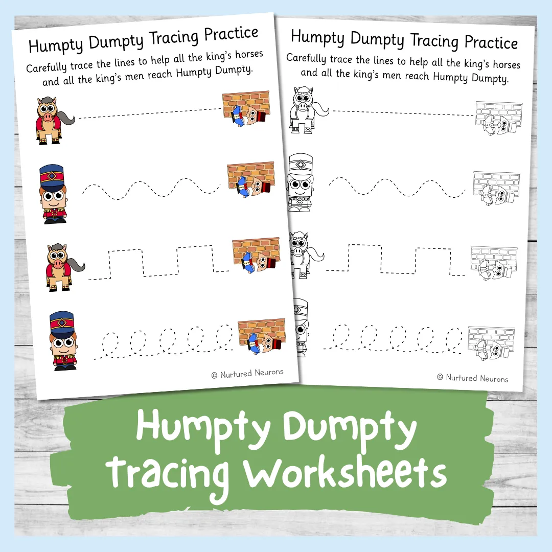 Coloring worksheet featuring the Humpty Dumpty nursery rhyme for young children