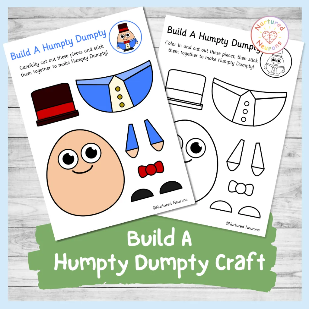 Coloring sheet featuring Humpty Dumpty nursery rhyme for preschoolers