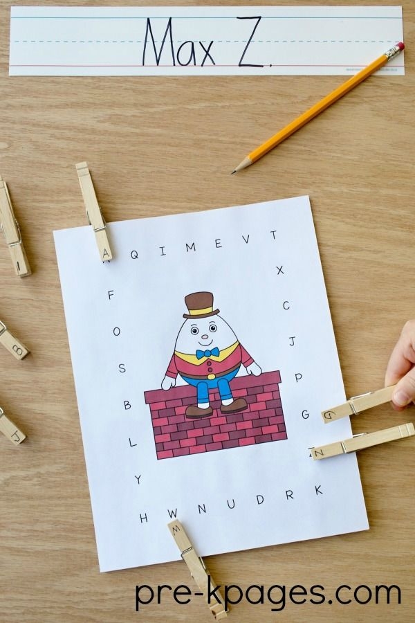 Coloring sheet featuring Humpty Dumpty for preschoolers and toddlers