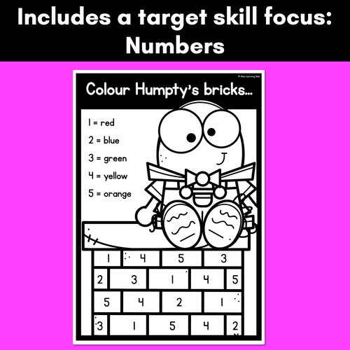 Coloring sheet featuring the Humpty Dumpty nursery rhyme for preschoolers