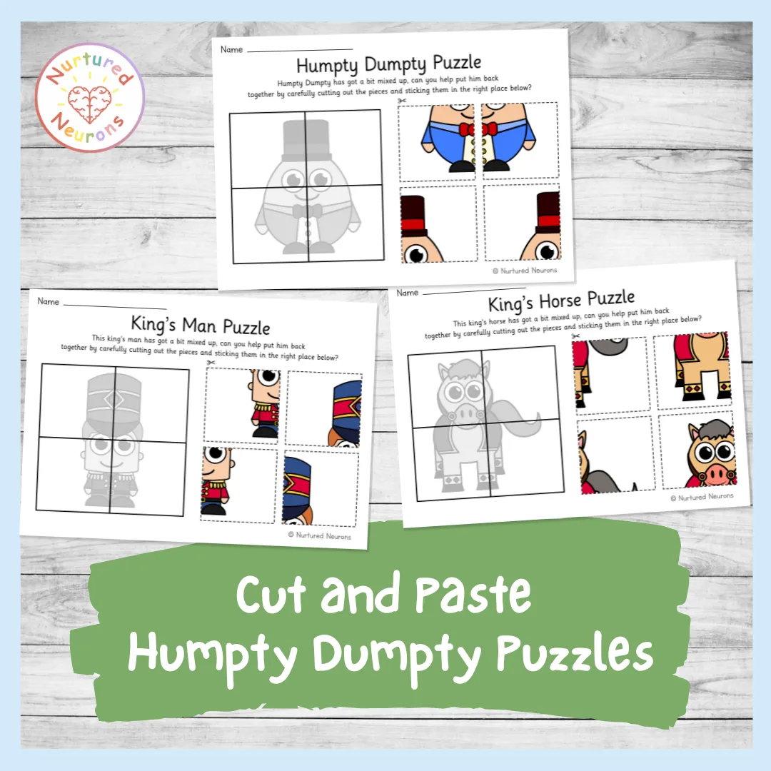 Coloring worksheet featuring the Humpty Dumpty nursery rhyme for preschoolers