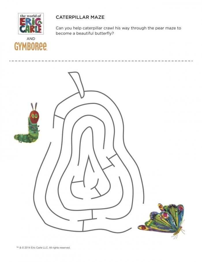 A fun maze activity helping kids learn numbers 1 to 15 Hungry Caterpillar Number Maze worksheet for kindergarten counting practice