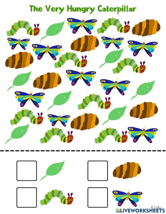 Engaging counting activity for kindergarten students featuring a caterpillar theme Colorful Hungry Caterpillar Number Maze worksheet for counting from 1 to 15