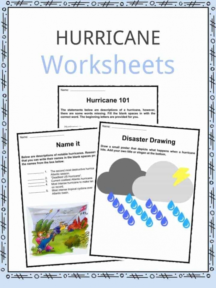 Fifth grade worksheet on hurricanes featuring a story about Dorothy and a storm