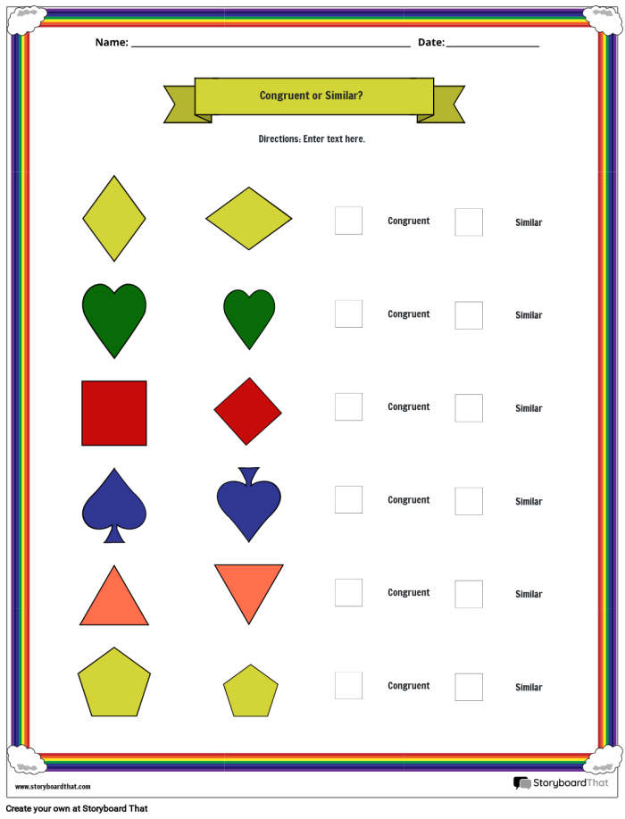 Eighth-grade worksheet on identifying congruent figures using transformations Worksheet featuring transformations for identifying congruent figures in eighth-grade math