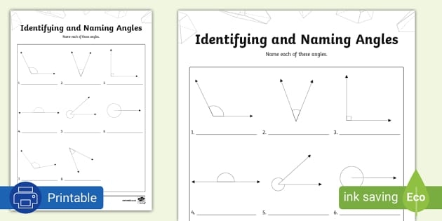 Identifying Angles worksheet for third grade measurement practice Worksheet featuring angle identification for third graders including right, acute, and obtuse angles