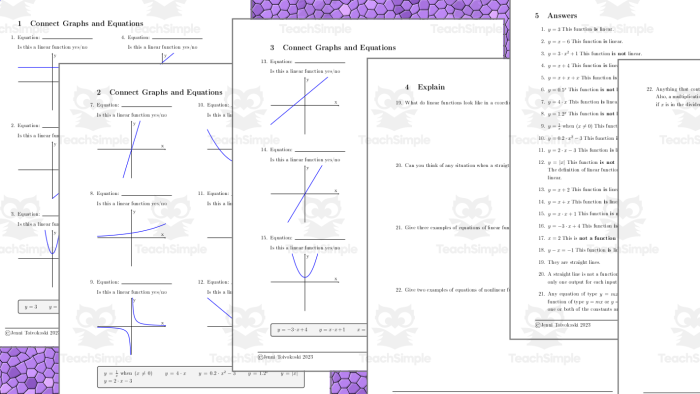 Students sorting cards with linear and nonlinear function examples including tables, graphs, and equations for an eighth grade algebra activity