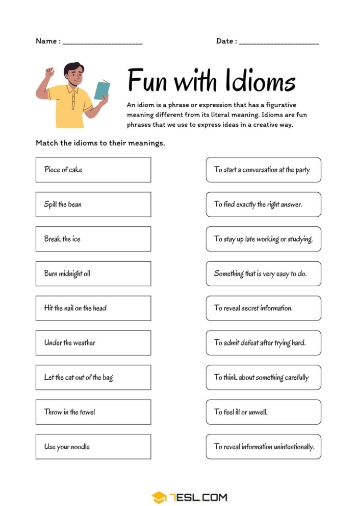 Fourth grade students filling out a Making Sense of Idioms worksheet with geometry-related sentences