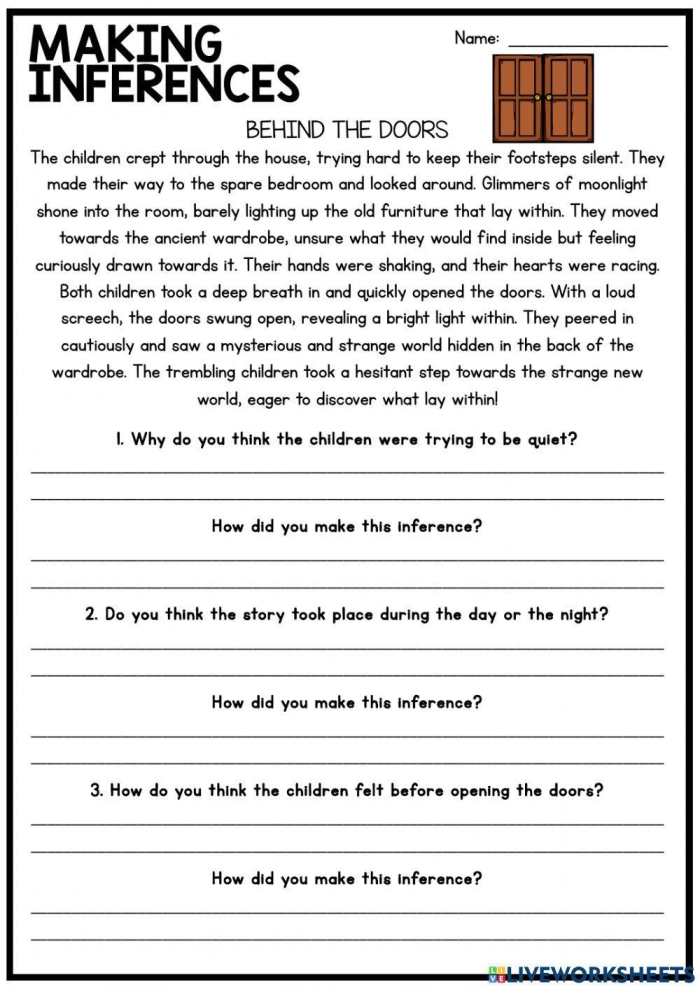 Fourth grade worksheet on making inferences with courageous leaders and fractions