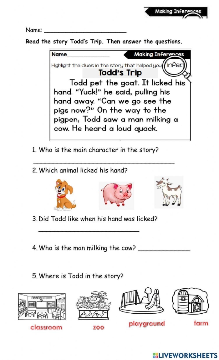 Fourth Grade worksheet on Making Inferences featuring courageous leaders and fractions