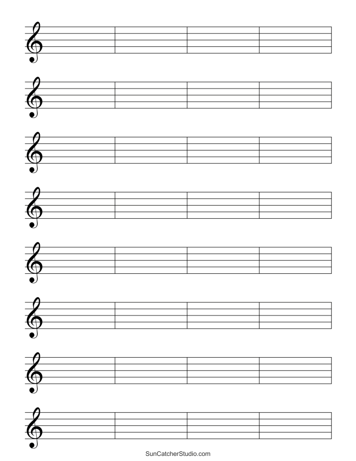 Blank sheet music worksheet for fourth graders to inspire young musicians