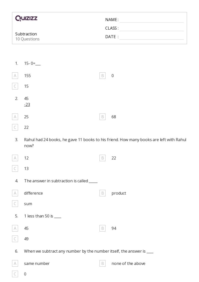 Inverse subtraction exercises for young learners on worksheet 13 First Grade worksheet for practicing inverse subtraction with missing numbers