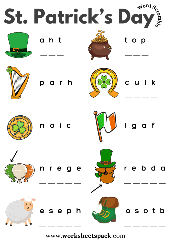 Fun St. Patrick's Day spelling practice for second grade students with themed word choices Second grader completing a St. Patrick's Day spelling worksheet with Irish-themed words