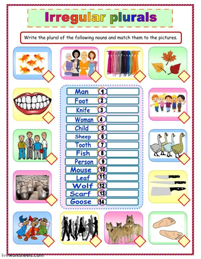 Second grade students completing an irregular plural nouns check-in worksheet