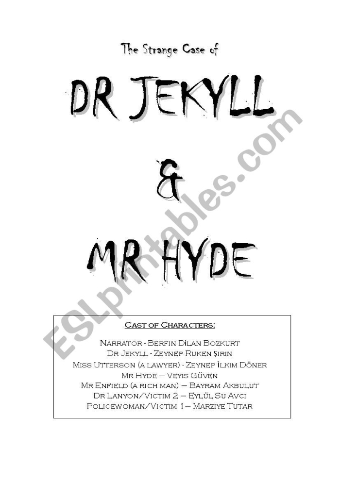 Fifth grade worksheet for The Strange Case of Dr. Jekyll and Mr. Hyde featuring reading and writing activities