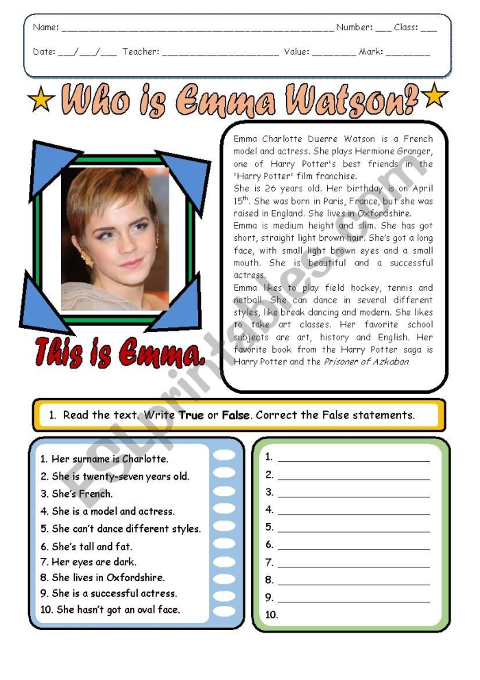 Engaging worksheet featuring a simple biography of Julia Child for fourth graders