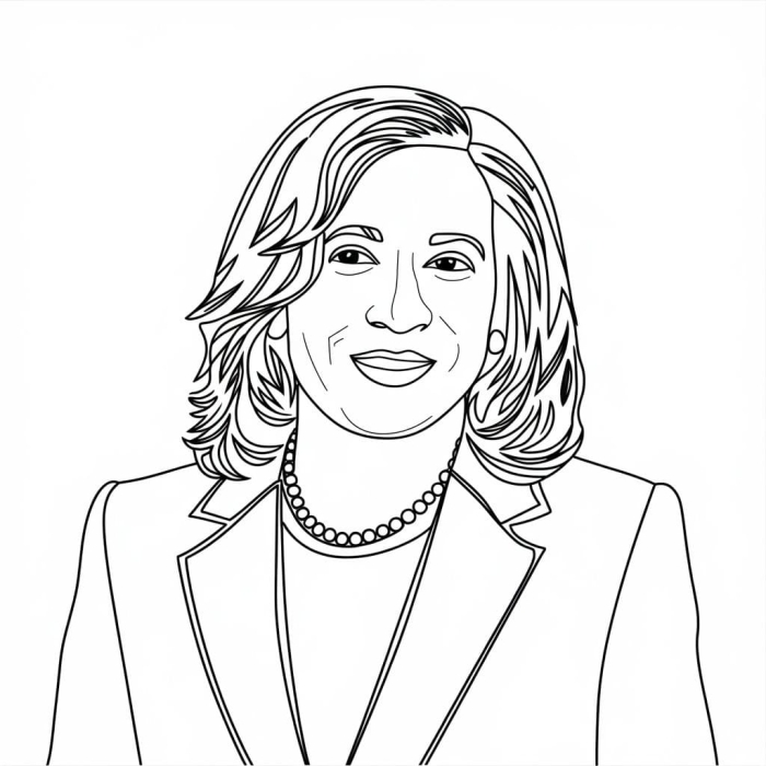 Kamala D. Harris coloring worksheet for Pre-K students in measurement category