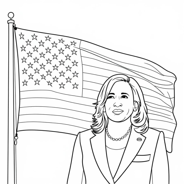 Kamala D. Harris coloring worksheet for Pre-K measurement activities